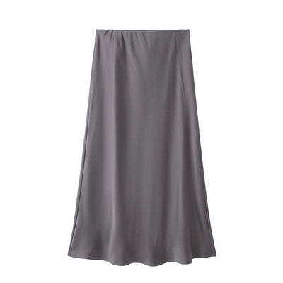 Satin Skirt Woman High Waist Elegant Long Skirts For Women Fashion Summer Midi Skirt Office Women's Skirts