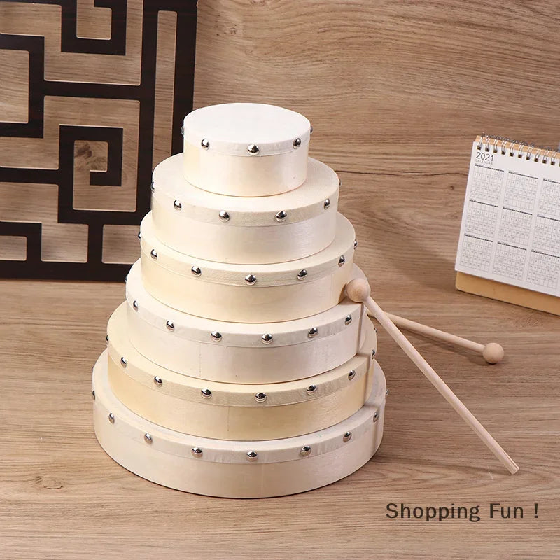 Frame Drums 4/6/7/8/9/10 Inch Hand Drum Wood Drum With Drum Stick Set Musical Game Kids Educational Toy Percussion Instrument-B2