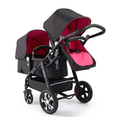 New Twins Baby Stroller Foldable Double Baby Stroller for Two Children Shock-absorbing Twin Baby Stroller Four Wheel Cart