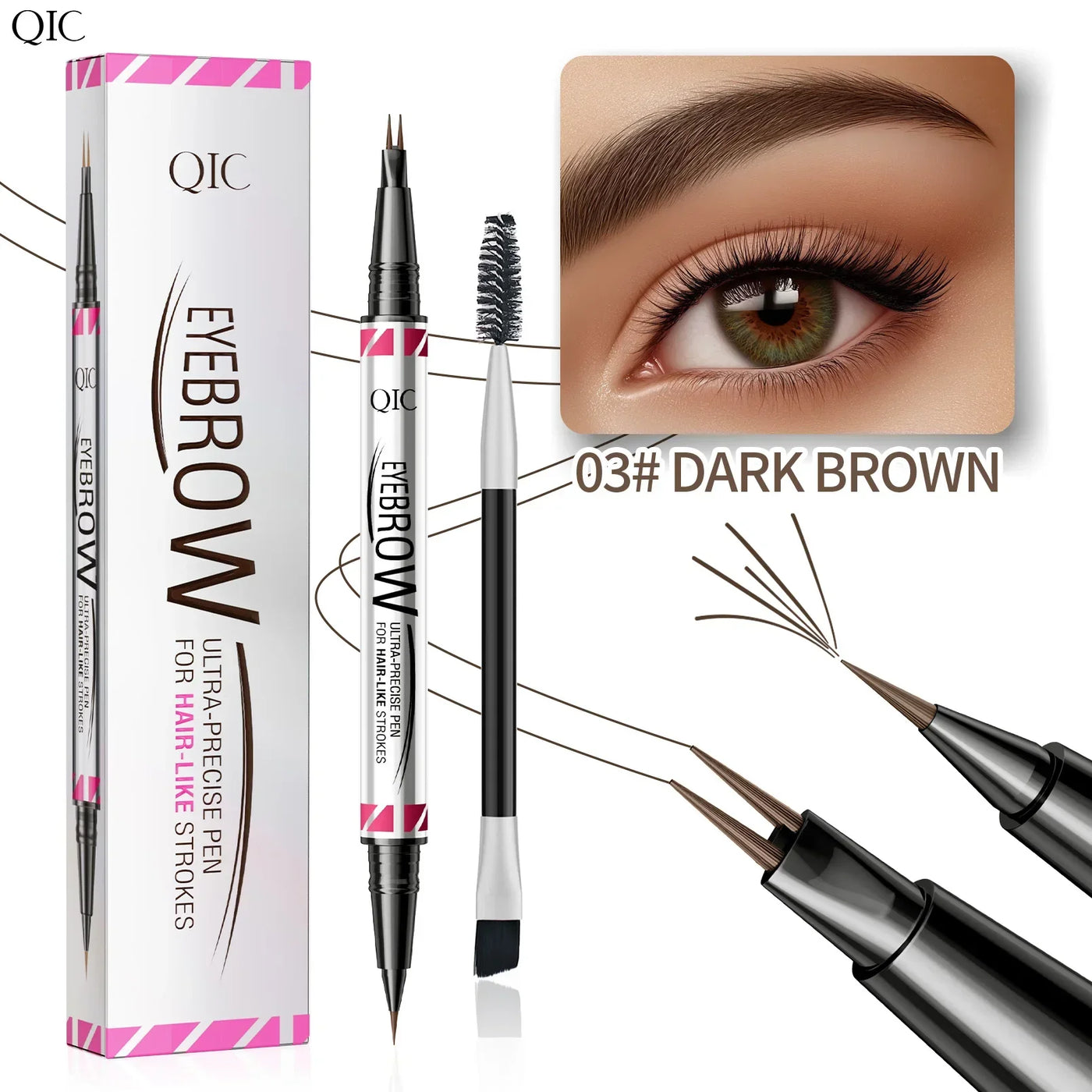 Two-Pronged Curved Eyebrow Pencil Waterproof Long-lasting natural Wild Brow Sleeper Silkworm Eyeliner