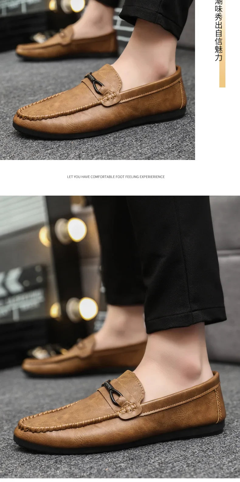 Summer New Men's Loafers Comfortable Flat Casual Shoes Men Breathable Moccasins Slip-On Soft Leather Driving Shoes 2025