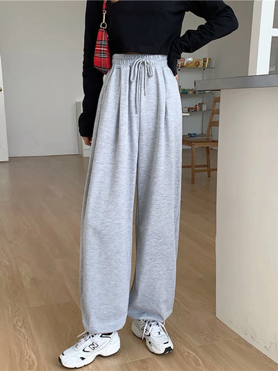 AOSSVIAO Gray Sweatpants for Women 2025 Autumn New Baggy Fashion Oversize Sports Pants Balck Trousers Female Joggers Streetwear