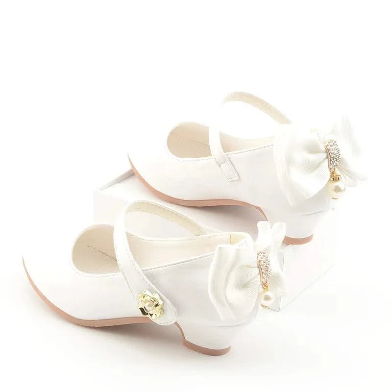Children Leather Bowknot High Heel Girls Shoes | Princess Shoes | Casual Shoes for Kids(27-38) | Party | Dance Performance | Fancy dress Sandals