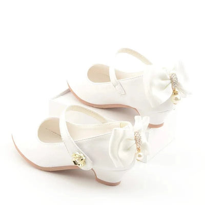 Children Leather Bowknot High Heel Girls Shoes | Princess Shoes | Casual Shoes for Kids(27-38) | Party | Dance Performance | Fancy dress Sandals