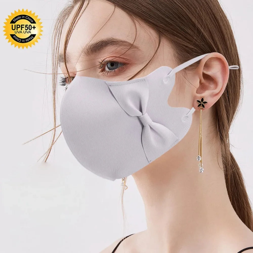 Anti-uv UPF50+ Ice Silk Sunscreen Mask 3D Bow Anti-sun Mask Traceless Summer Outdoor Sports Face Mask Breathable Golf Mask