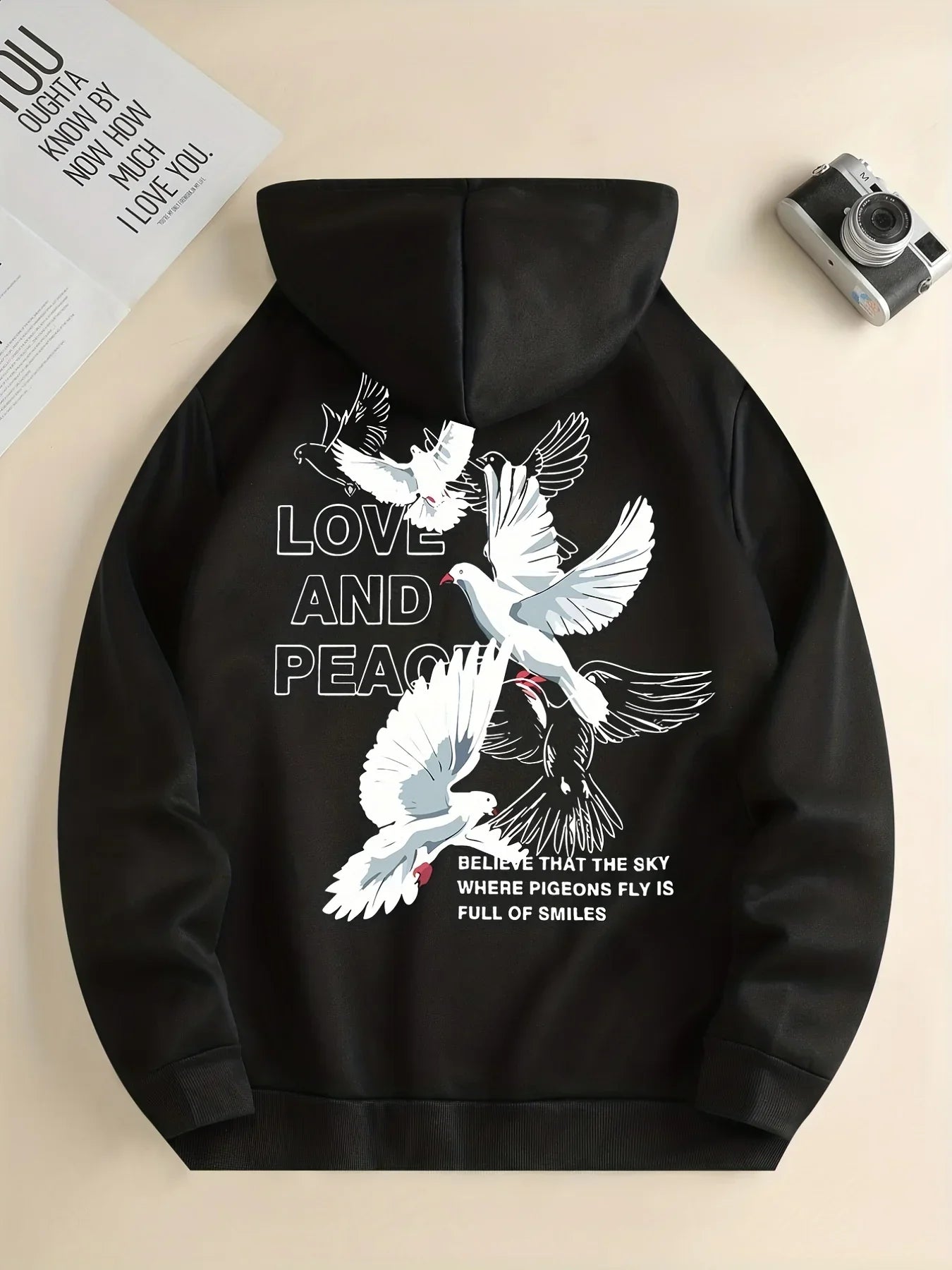 Love And Peace Letter Dove Printed Hoodies For Women