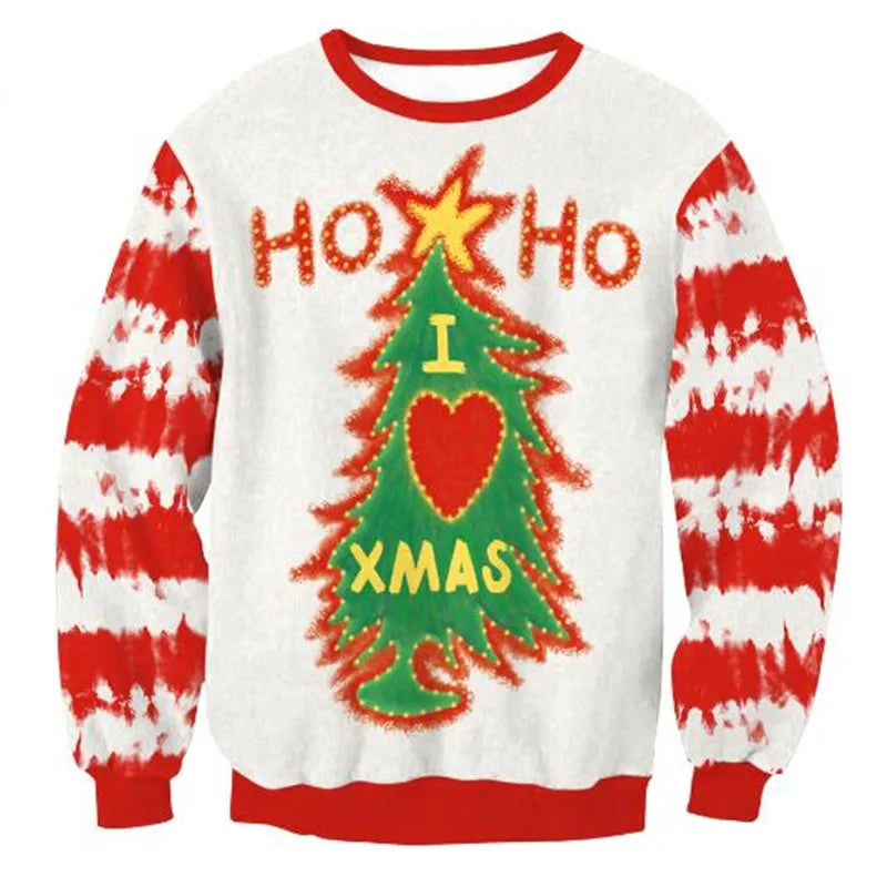 Ugly Christmas Sweaters Green Jumpers 3D Funny Printed Holiday Party Xmas Sweatshirt for Party Birthday Xmas Sweatshirt 2025