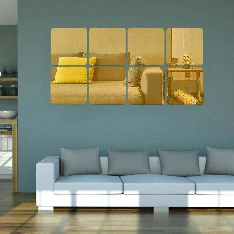 Mirror wall sticker 15cm self adhesive decal diy mirror stickers 3d for home living room bedroom decor