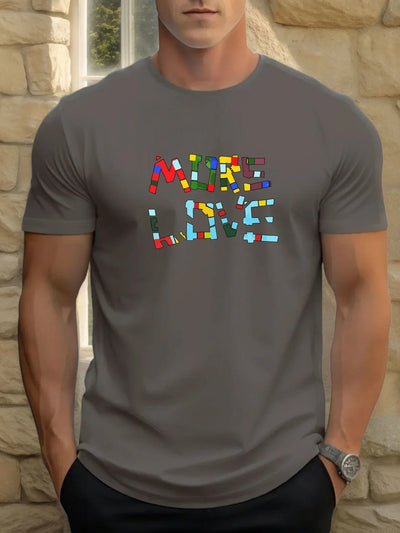 T Shirts For Man MUER LOVE 100% Cotton Graphic Printing Summer Round Neck T-Shirt Casual Breathable Street Style Daily Top