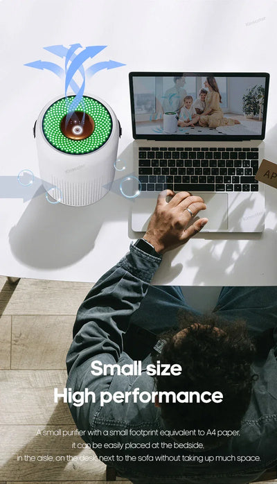 Home Electric Air Purifier With H13 HEPA Filter Desktop Air Cleaner Smoke Odor PM2.5 Particulate Matter Adsorption Filtration