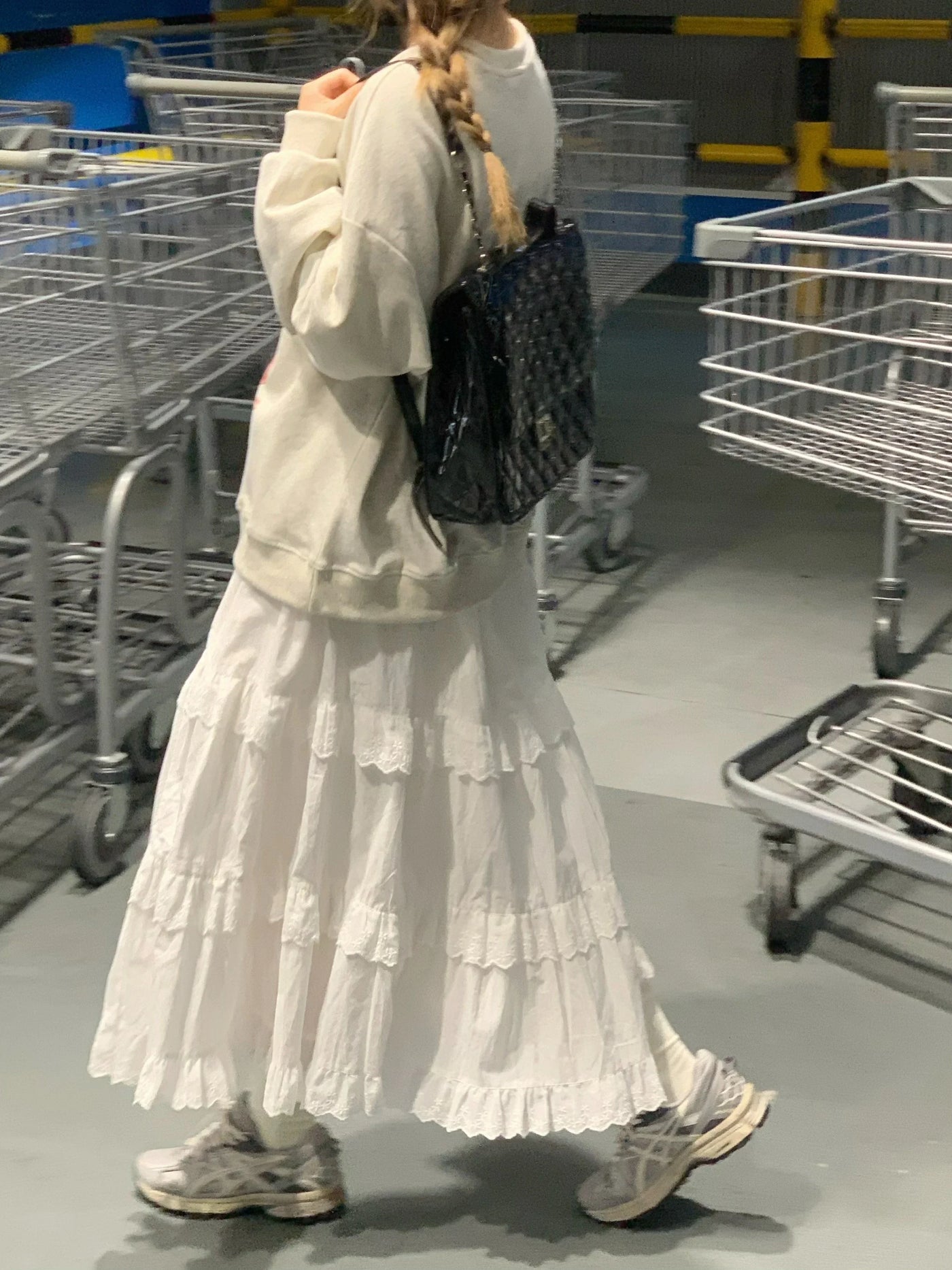 Lace A-line Loose All-match Spring Autumn Ankle-length Skirts for Women Korean Style Female Tender Fashion Leisure Students Chic