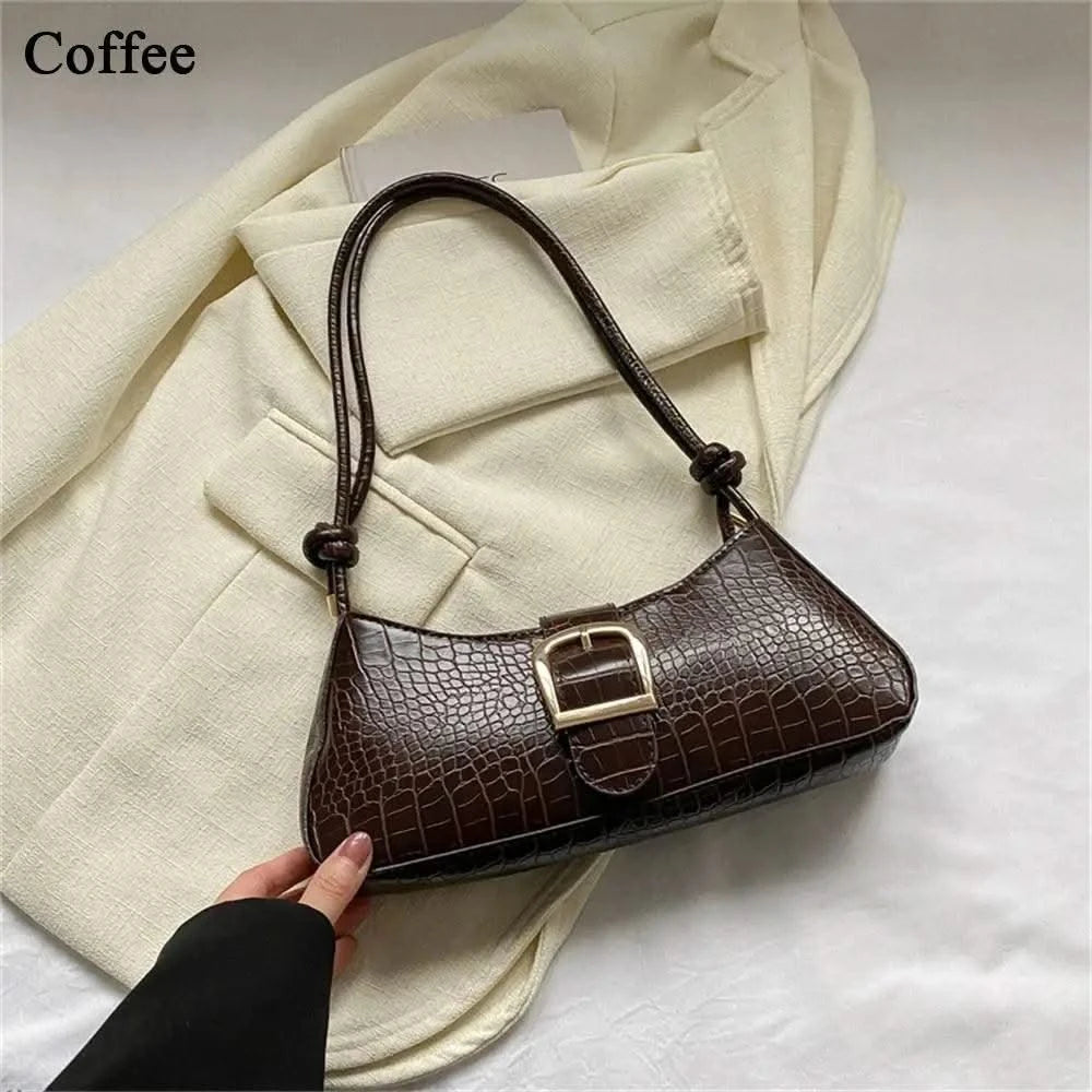 Women Stylish PU Leather Sling Bag Solid Colour Zipper