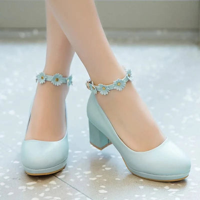 Platform Pump High Heels(30-43) With Fashion Flowers for Children, Girls | Kids Princess Sandals | Party  | Wedding
