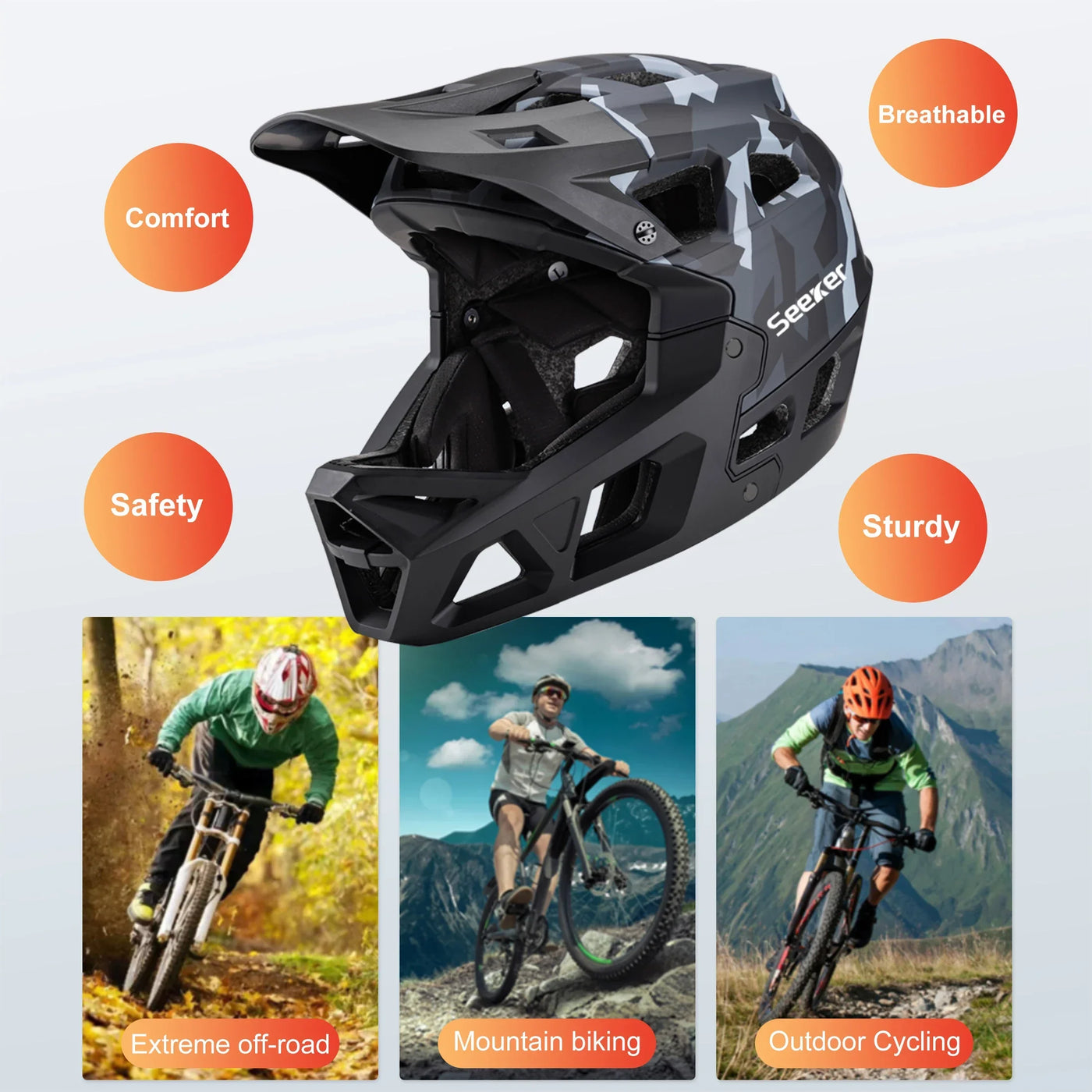 Seeker Mtb Mountain Bike Helmet Lightweight Breathable Speed Downhill Full Helmet Outdoor Adult Men And Women Cycling Helmets