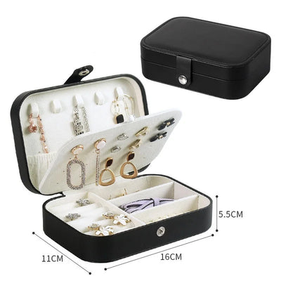 Portable Jewelry Storage Box Travel Organizer Jewelry Case Leather Storage Earrings Necklace Ring Jewelry Organizer Display