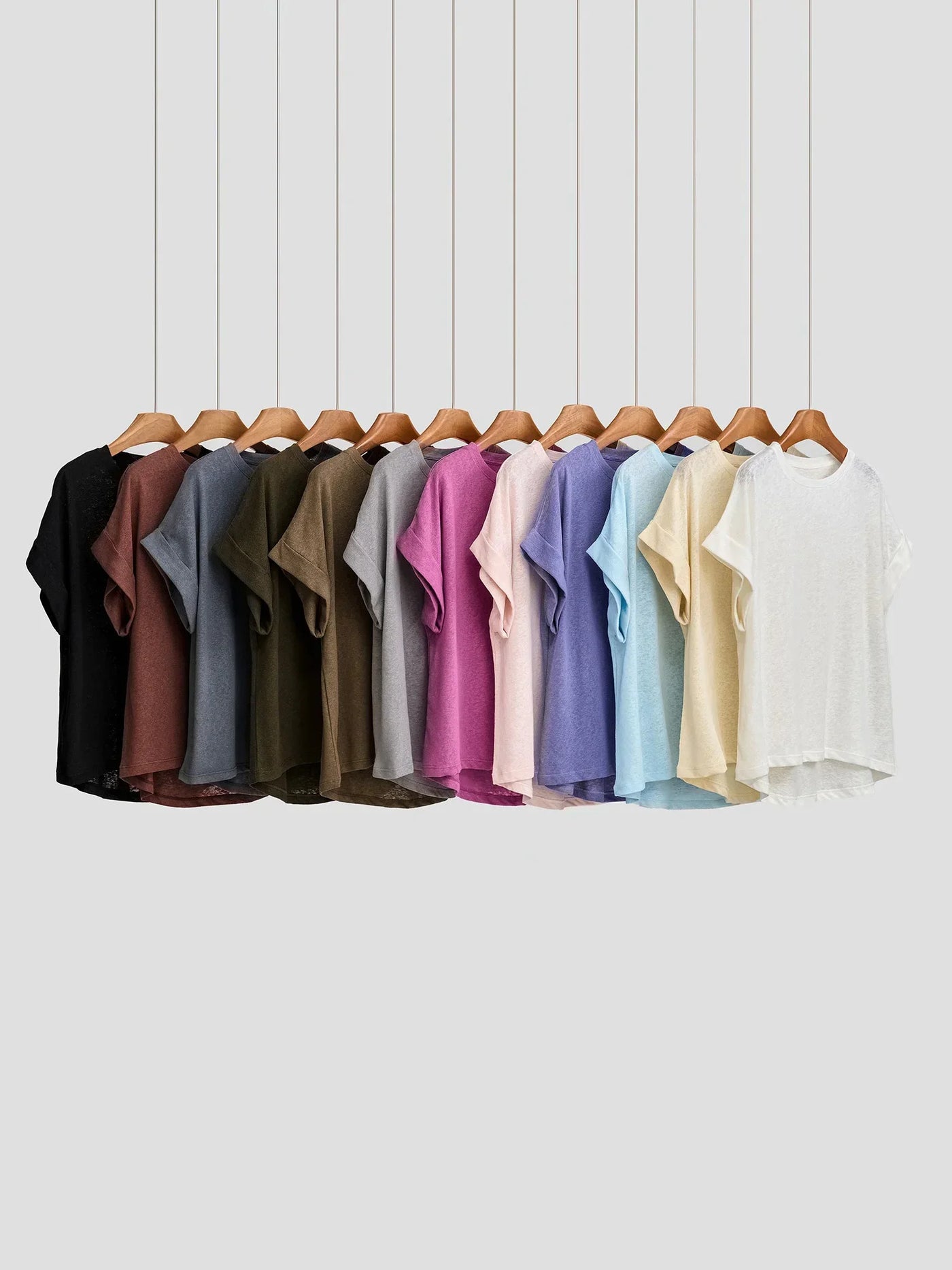 Women Linen Tops Crew Neck