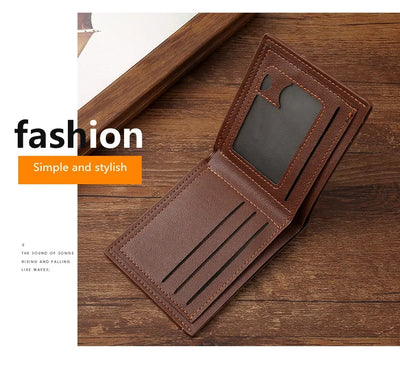 Men's Short Leather Slim Wallets Business Man Money Clip Credit Card Holder Purse Thin Minimalist Bifold Wallet