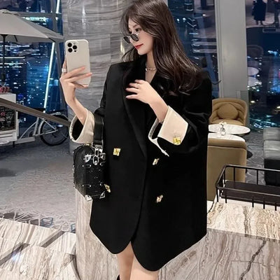 Outerwears Solid Jacket Spring Autumn Coats for Women Black Long Blazer Woman Youthful Clothes High Quality 2025 New in Arrivals