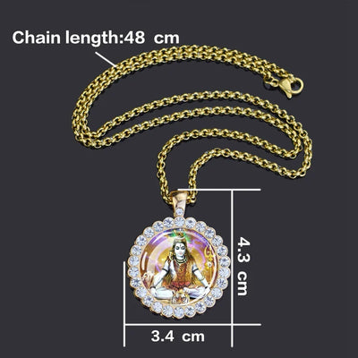 Hinduism Necklace Ganesha Goddess Kashmi Vishnu Rhinestone Pendant Shiva Amulet Charms Necklaces Women Indian Buddhism Jewelry