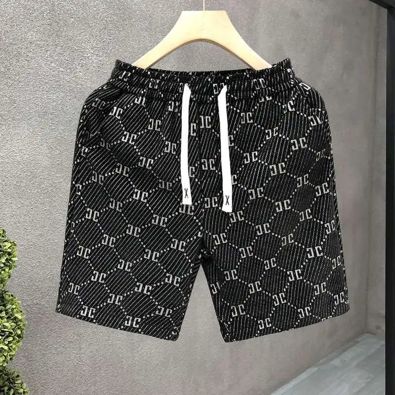 Men's Clothing New Shorts Summer Loose Fit Letter Jacquard 5-Inch Casual Trendy Versatile Streetwear Fashion