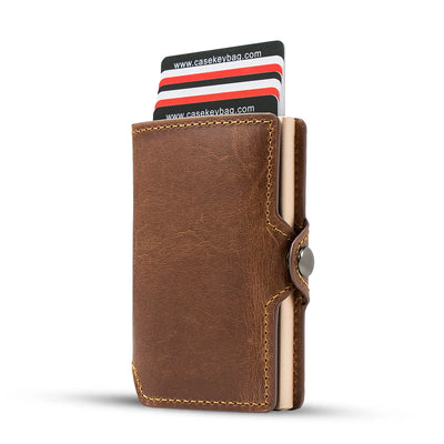 CASEKEY Airtag Smart Wallet Genuine Leather Pop Up Credit Card Holder Rfid Anti-theft Minimalist Men Wallet with Airtag Holder