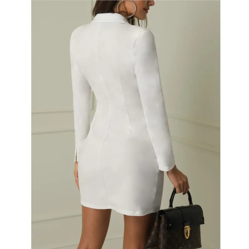 New Women Blazer Elegant Office Lady Dress Long Sleeve Black White Spring Summer Female Causal Fashion Large Size Suit 2025