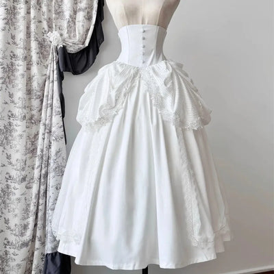 High Waist A-line Skirts for Women's 2025 Faldas Mujer De Moda Lolita Style Japanese Sweet Saia Patchwork Lace Big Swing Skirt