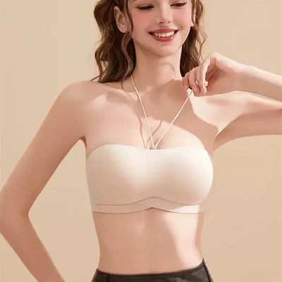 Women Invisible Bra Deep U Plunge Bras Backless Strapless
