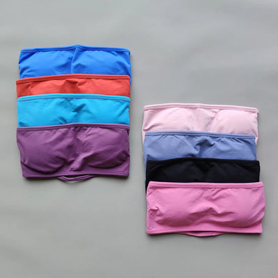 NO LOGO Backless Bandeau Sports Bra Gym Women Top Crop Tube Yoga Tops Halter Sports Seamless Bras Scrunch Workout Yoga Tank