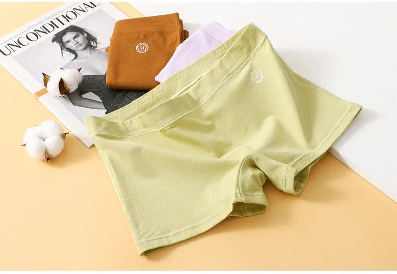 Women Boxers Underwear Cotton Breathable Ladies Safety Short Pants Female Seamless Underpants Solid Cozy Boyshorts Sexy Lingerie