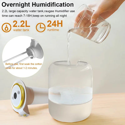 Air Humidifier 2.2L Large Capacity Double Spray Humidifier Desktop Water Humidifier USB Dual Humidifier Diffuser for Home Office