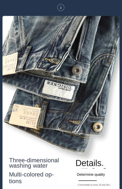 High-end 2022 Retro Motorcycle Jeans Men Spring Autumn Loose Zipper Designer Straight Pants Stitching Tooling Cargo Pants Men