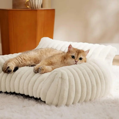 Warm Pet Sofa Luxurious Pet Bed with Memory Foam Washable Cover Non-slip Bottom for Dogs Cats Sofa for Comfortable Sleeping