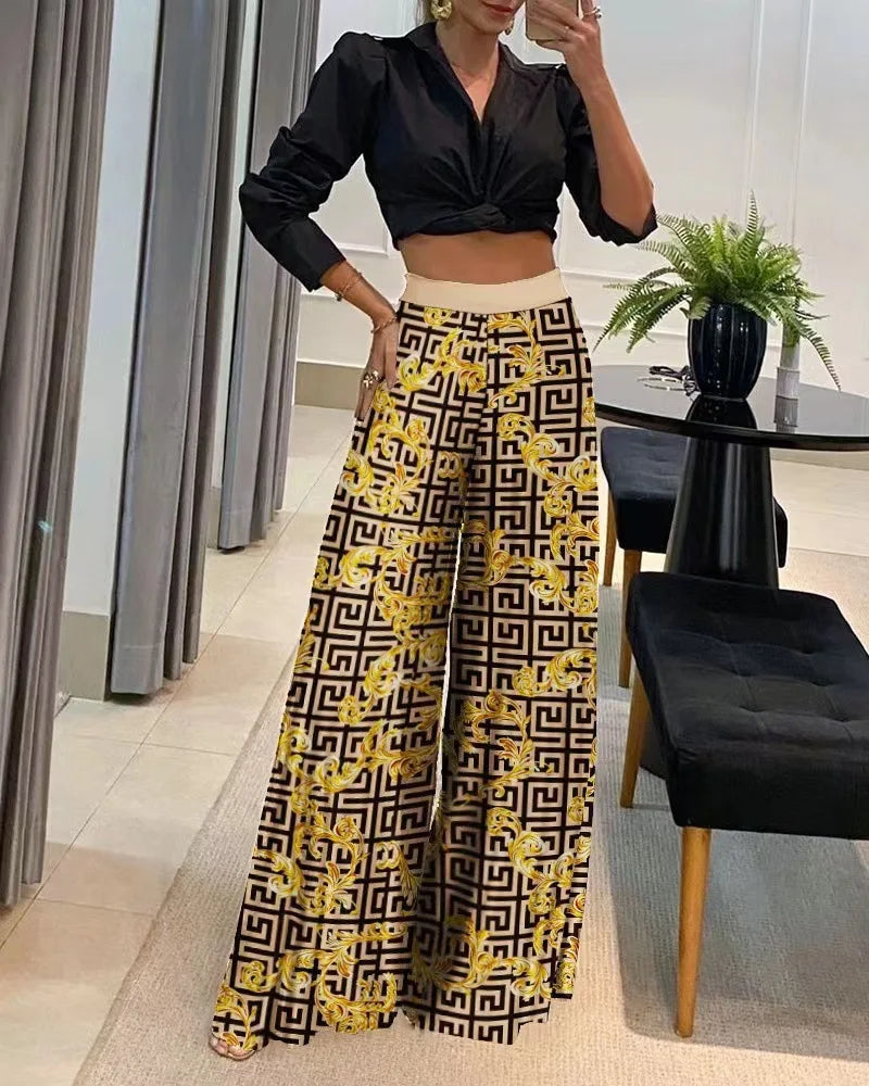Women Clothing Wide Leg Pants For Women 2025 Fashion Striped Print Pantalones Spring Summer Casual Loose Lace Up Ropa De Mujer