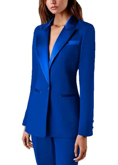 Women's 2 Piece Office Elegant Spring Suit Slim FitVelvet Lapel Chic Outerwear Long Sleeve Casual Wear Outfit Prom Party Blazers