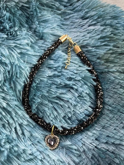 Adjustable Pet Necklace Cat Dog Collar with Diamond Zircon Heart Pendant Jewelry Luxury Metal Puppy Collars Dog Accessories