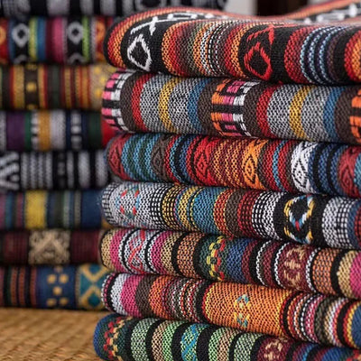 Ethnic Style Cotton Linen Fabric Textile Patchwork Sofa Cover Pillow Hotel Bar Tablecloth Curtain Decor Sewing Crafts Materials