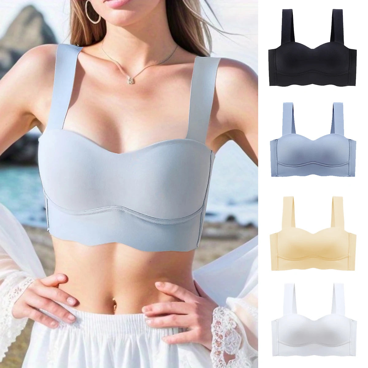 Women Large Size Lace Silk Wireless Bra