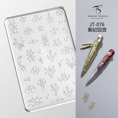 Geometric Bowknot Grid Lace Flora Edge Nail Art Silicone Carving Mold Mould Star Daisy Flower Charms Bow Tie Snowflake Template