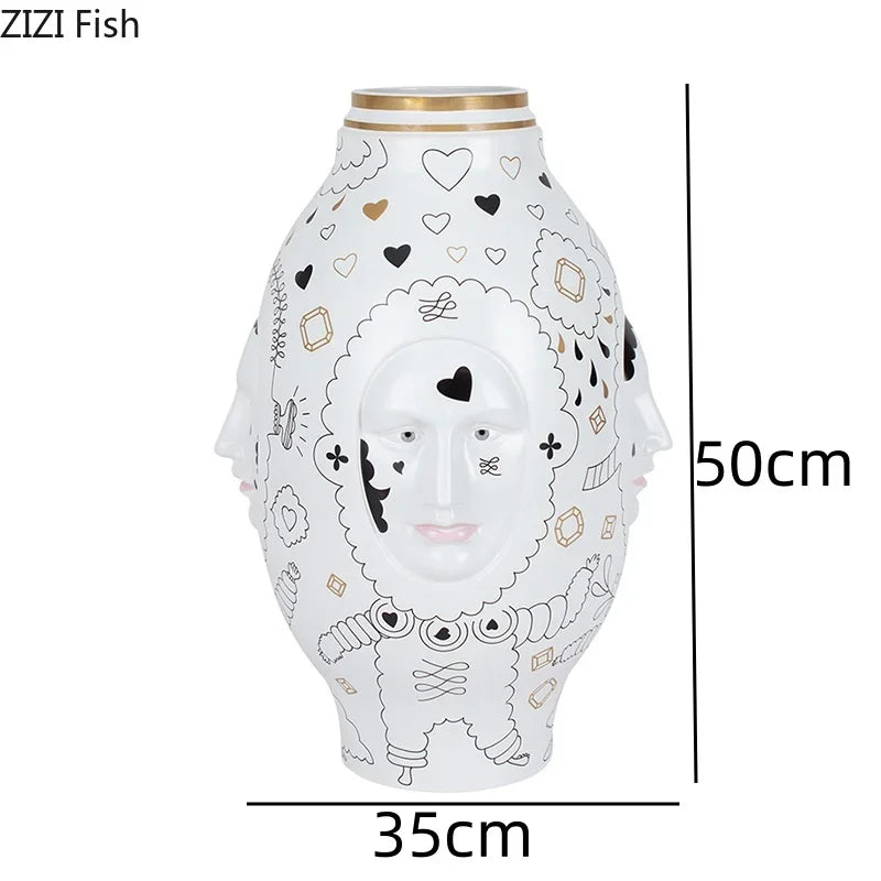 Facial Ceramic Vase Desktop Flower Arrangement Floral Organ Large Hydroponic Vase Decorative Vases Ornaments Dried Flower Vases