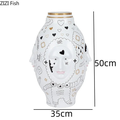 Facial Ceramic Vase Desktop Flower Arrangement Floral Organ Large Hydroponic Vase Decorative Vases Ornaments Dried Flower Vases