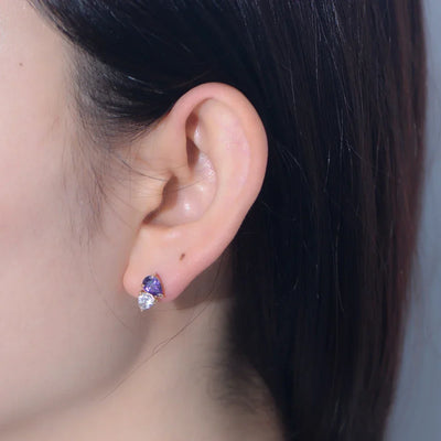 fine jewelry Sterling 925 silver jewelry wholesale Pear Cut Water Drop Zircon Stud Earrings Fine Jewelry for Women