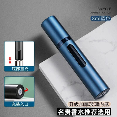 Portable Luxurious 9ml Travel Perfume Bottle Rosted Metal Shell Bottom Filling Sample Delicate Spray Empty Perfume Dispenser