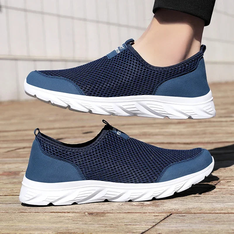 Men Shoes Breathable Mesh Summer Lightweight Hiking Walking Casual Shoes Slip-On Driving Men's Loafers