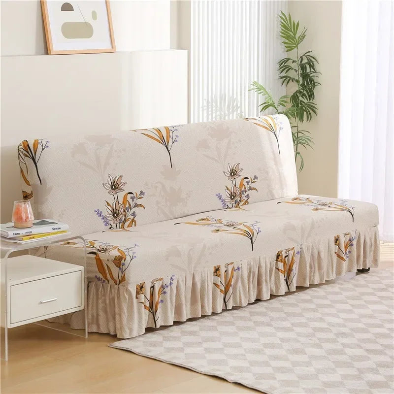 1/2/3Seater Sofa Bed Cover with Elastic Printing Seat Cover Armless Sofa Bed Cover Sofa Covers for Living Room Home Decor