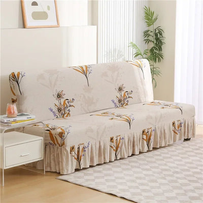 1/2/3Seater Sofa Bed Cover with Elastic Printing Seat Cover Armless Sofa Bed Cover Sofa Covers for Living Room Home Decor