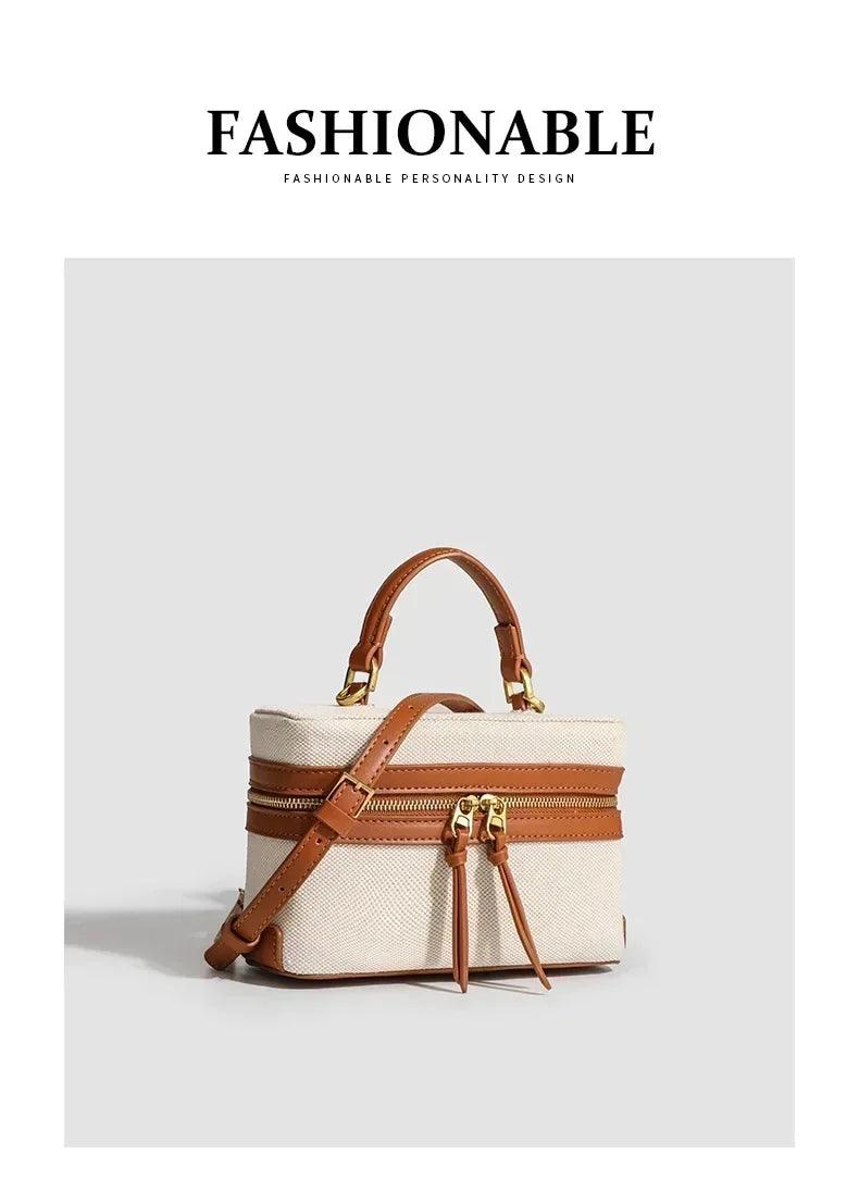 Fashion box women handbags designer thick canvas shoulder crossbody bags casual spring and summer small purses 2024