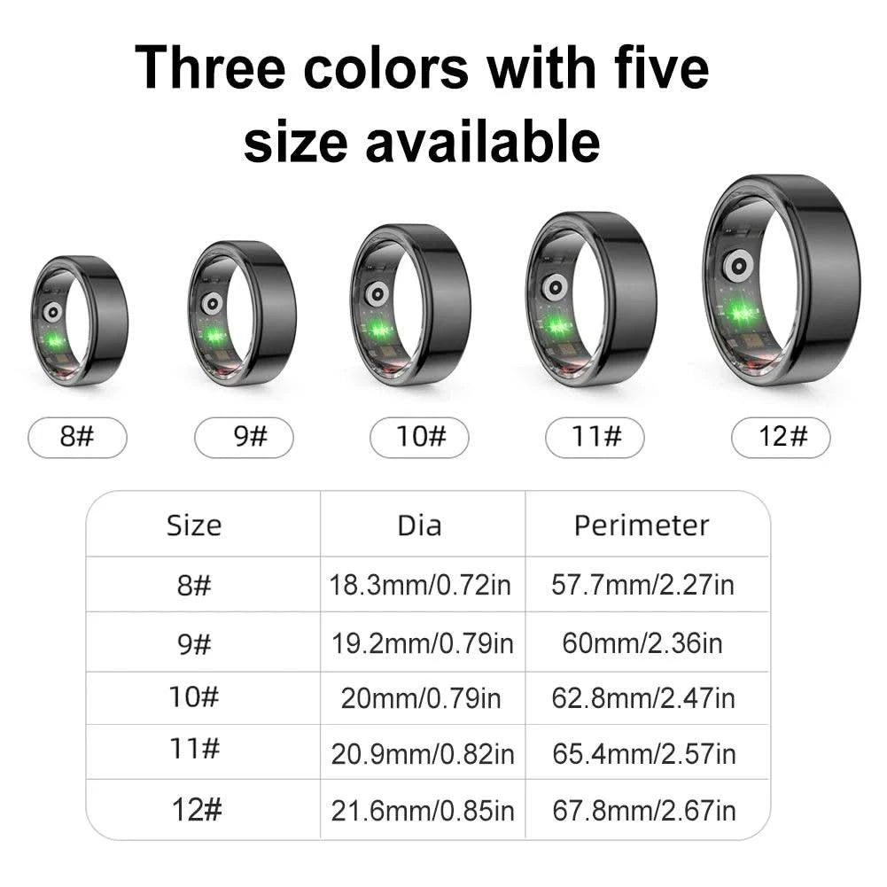 R02 Smart Ring Military Grade Titanium IP68 & 3ATM Waterproof Sleep Heart Rate Health Monitoring Multi-sport Modes Tracker Ring