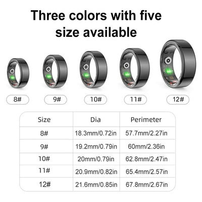 R02 Smart Ring Military Grade Titanium IP68 & 3ATM Waterproof Sleep Heart Rate Health Monitoring Multi-sport Modes Tracker Ring