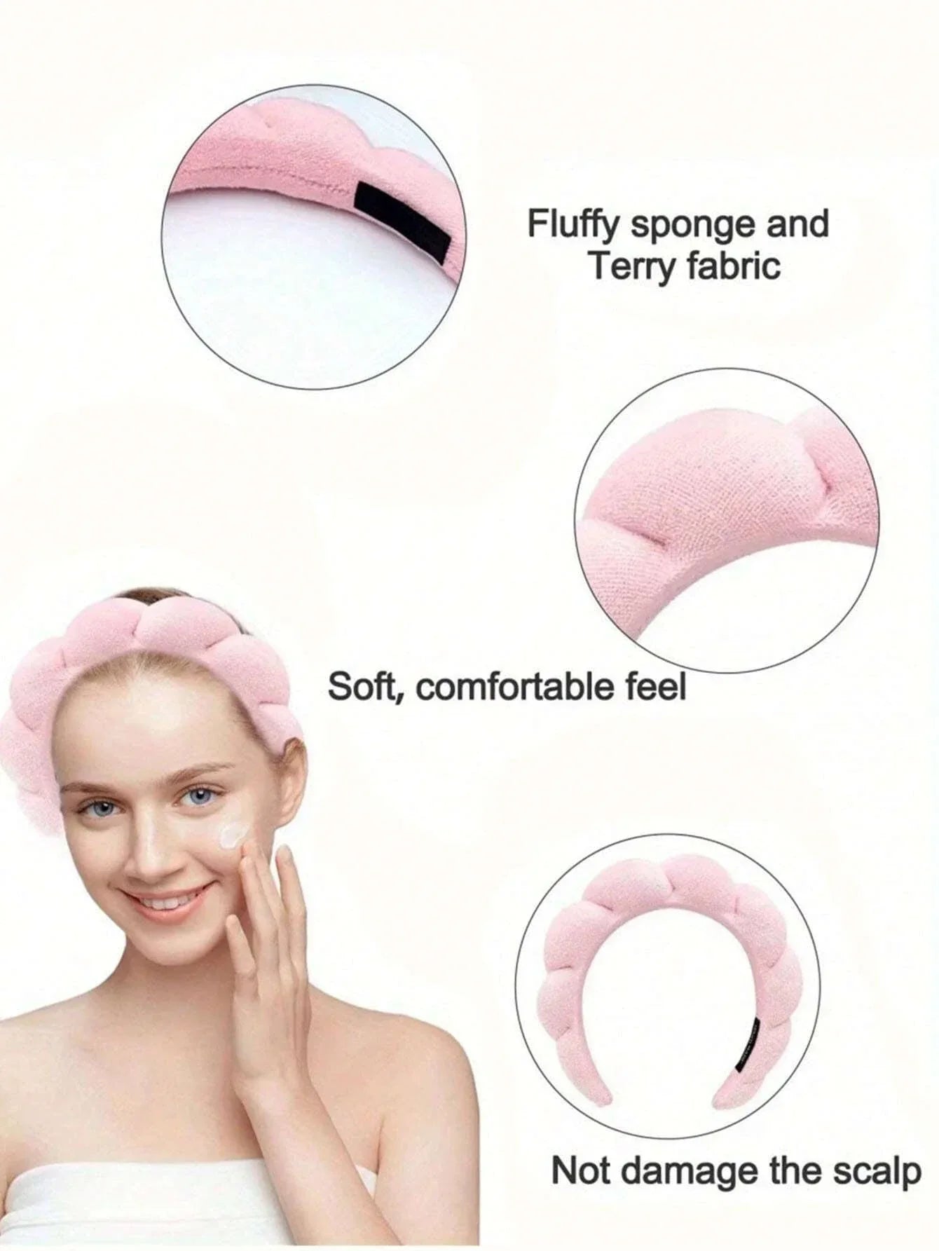 3 Piece Luxury Fiber Spa Headband and Wristband Set - Soft and Comfortable - Face Wash, Makeup Women's Hair Accessories Set